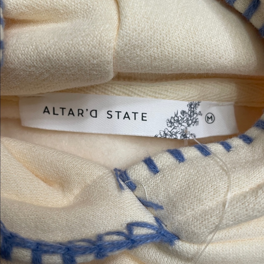 Altar'd State Women’s 1998 Pullover Hoodie Ivory & Blue Medium NWT - Picture 9 of 16